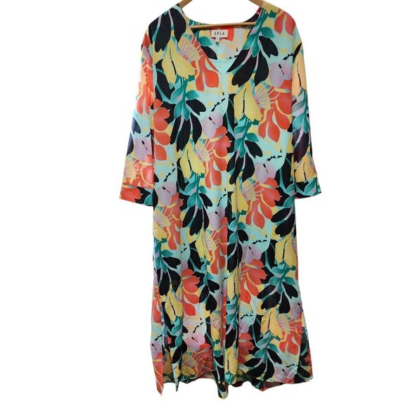 SPLA Dress Floral‎ Colorful Women's Plus 3X 1/2 Length Sleeves - Picture 1 of 11